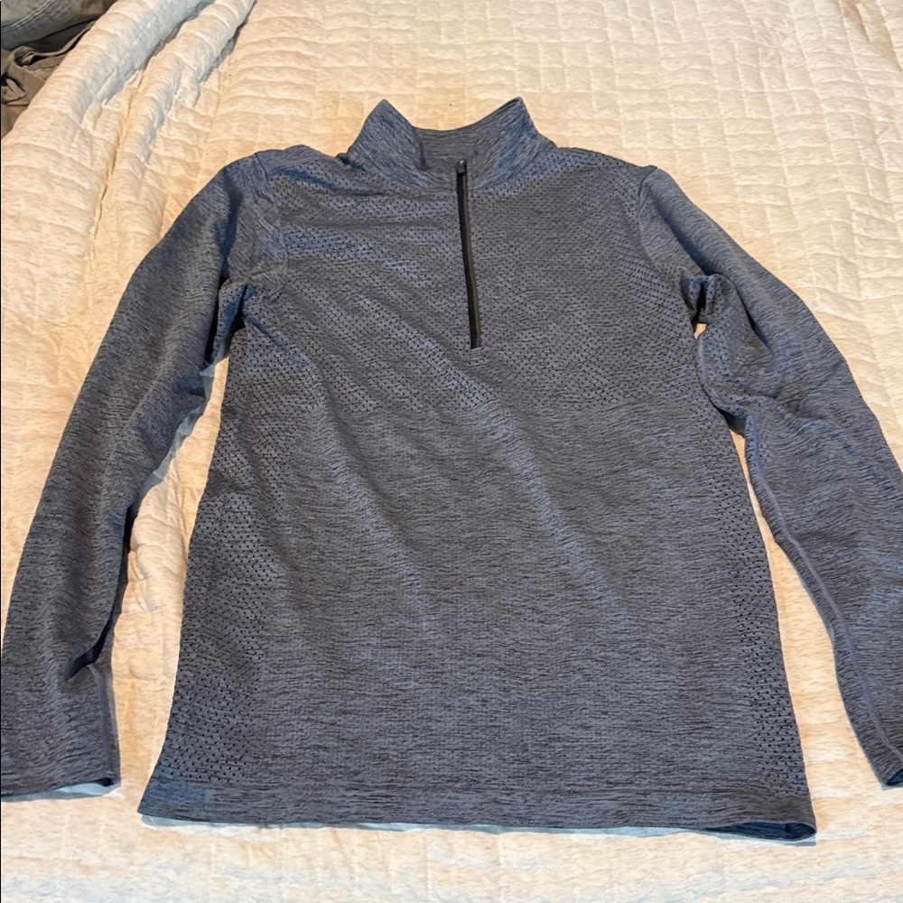 lululemon athletica Men's Lightweight Heathered Blue Quarter-Zip Jacket